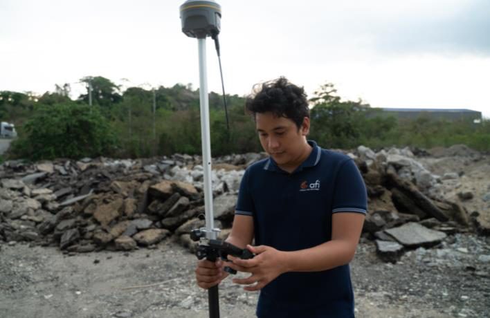 GPS survey rover in the field
