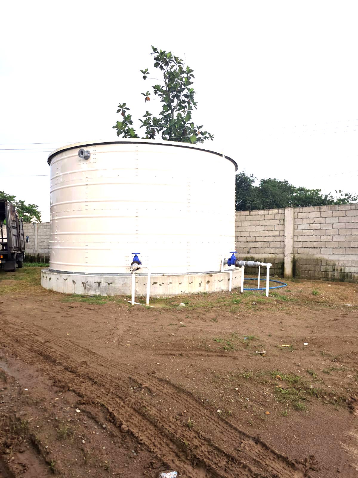 Steel water tank installed on site