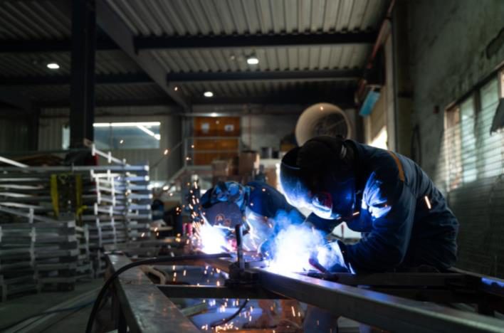 Welding in the fabrication bay